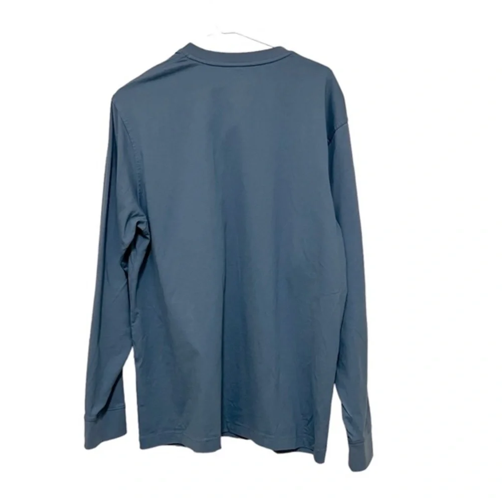 L.L. Bean cornflower blue long sleeved Henley button neck 100% cotton T-shirt